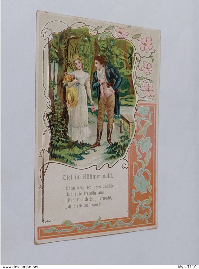 Cp Couple/Tief Im Böhmerwald. Paysage, Décor Fleurs, Chapeau, Fleurs - Coppie