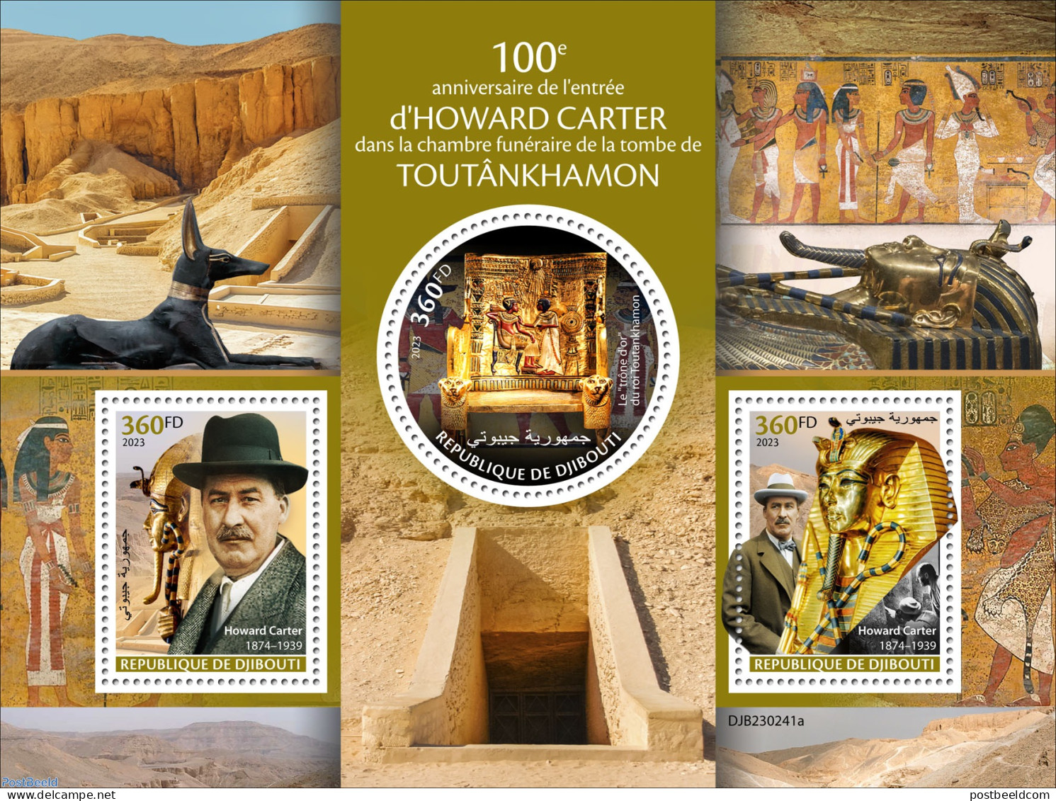 Djibouti 2023 Tutankhamun's Tomb, Mint NH, History - Various - Explorers - Round-shaped Stamps - Art - Architecture - Erforscher