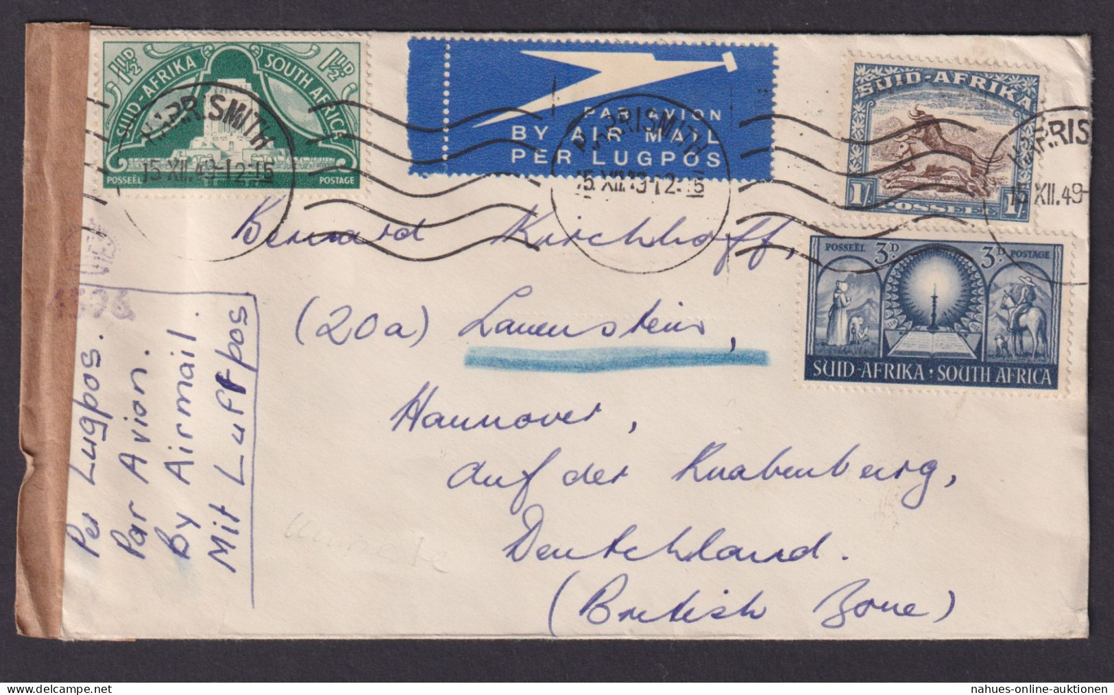 Flugpost Harrsmith Süd Afrika Brief Flugpost Hannover Niedersachsen - Storia Postale