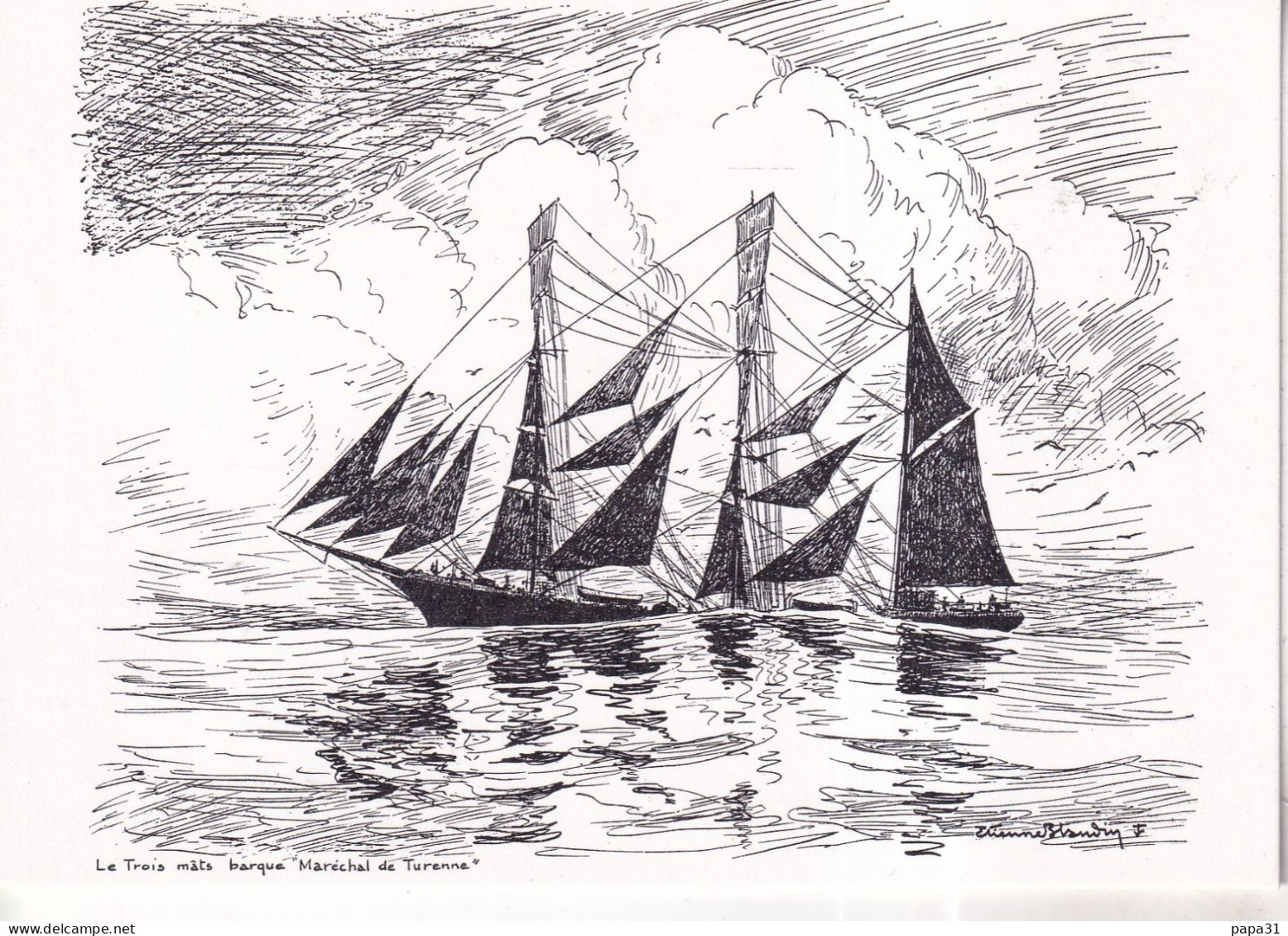 Le Trois Mât Barque " MARECHAL TURENNE  " MARINES D'ETIENNE BLANDIN - Sailing Vessels