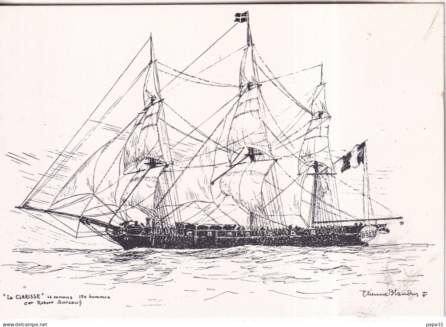 Le Trois Mât Barque " LE CLARISSE 14 Anons  " MARINES D'ETIENNE BLANDIN - Voiliers