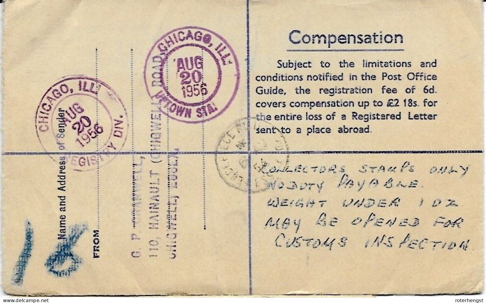 Great Britain Stationary Registered 1956 To USA - Luftpost & Aerogramme