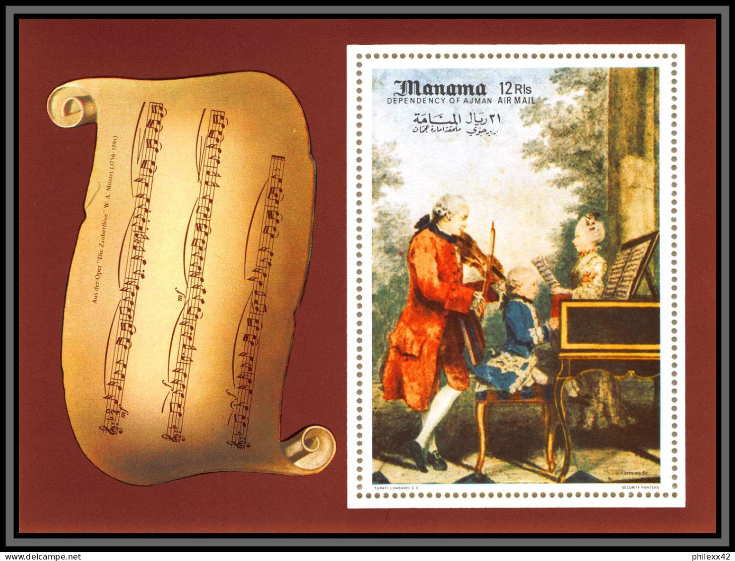 Manama - 5034b/ Bloc N°34 A Mozart Music Composers Musique Mozart Neuf ** MNH - Music