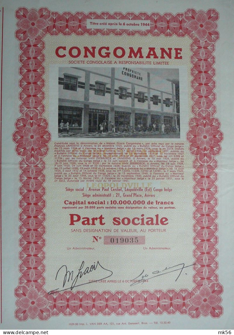 2 X S.C. Congomane - Part Sociale - 1951 - Lepoldville - Afrika