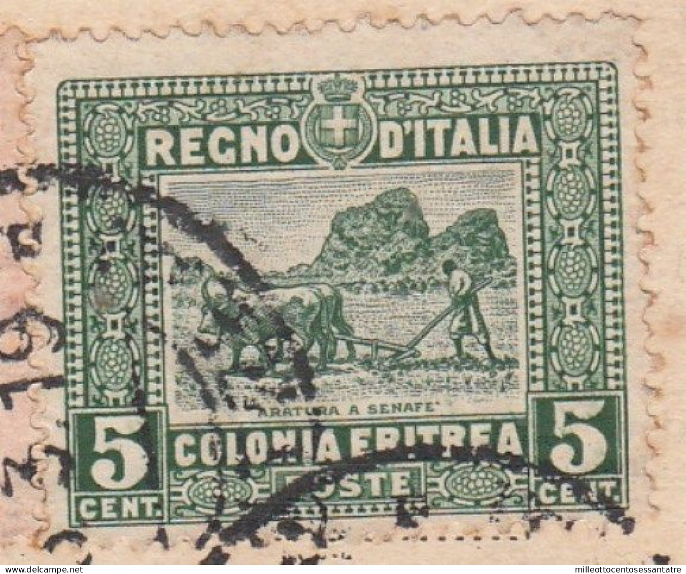 CO769 - ERITREA - Cartolina Fotografica Del 1919 Da Asmara A Roma Con Cent 10 Rosso + Cent 5 Verde - Soggetti Africani - - Erythrée