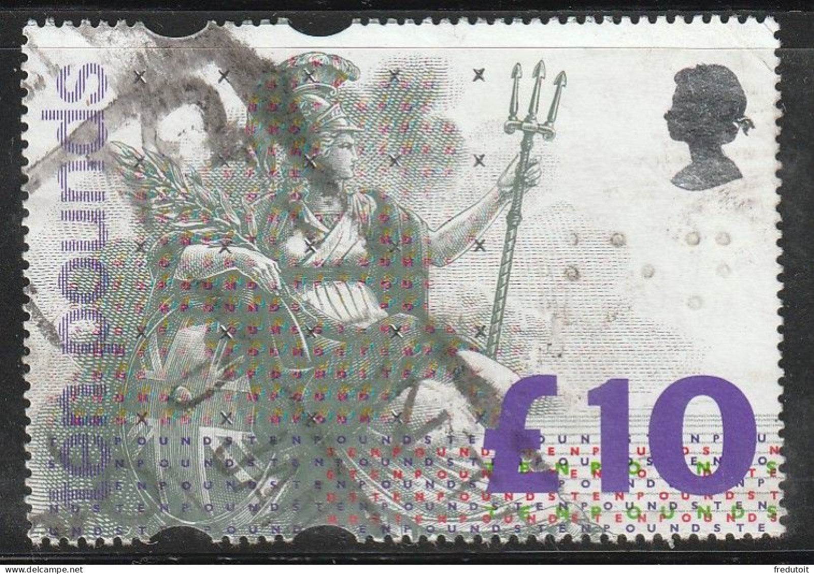 GRANDE BRETAGNE - N°1664 Obl (1993) Britannia : 10£ - Used Stamps