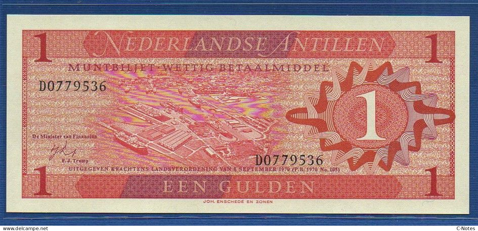 NETHERLANDS ANTILLES - P.20 – 1 Gulden 1970 UNC, S/n D0779536 - Antillas Neerlandesas (...-1986)