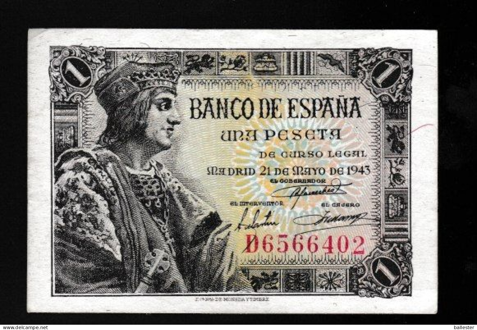 Espanha - Billete Una Peseta 1943 (mbc) - 1-2 Peseten