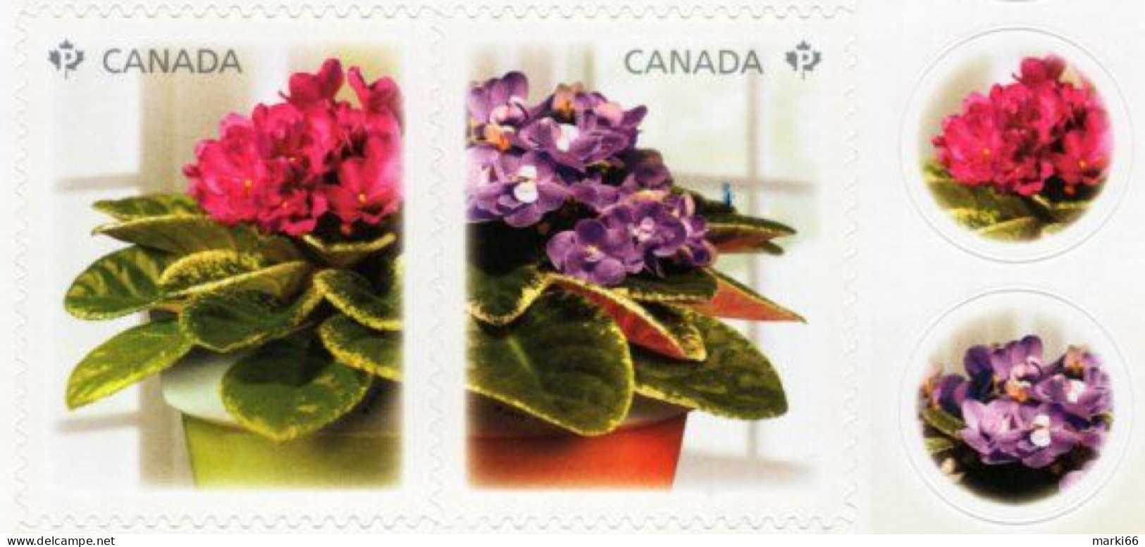 Canada - 2010 - African Violets - Saintpaulias - Mint Self-adhesive Booklet Stamp Set - Nuevos