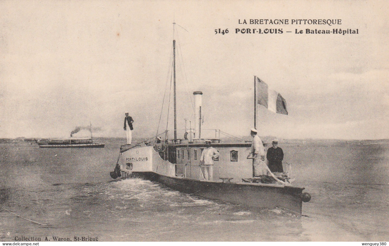 56 PORT-LOUIS  LOCMIQUELIC  LORIENT Le Bateau-Hôpital ..amenant Les Malades Et Blessés à Port- Louis SUP PLAN 1915. RARE - Port Louis