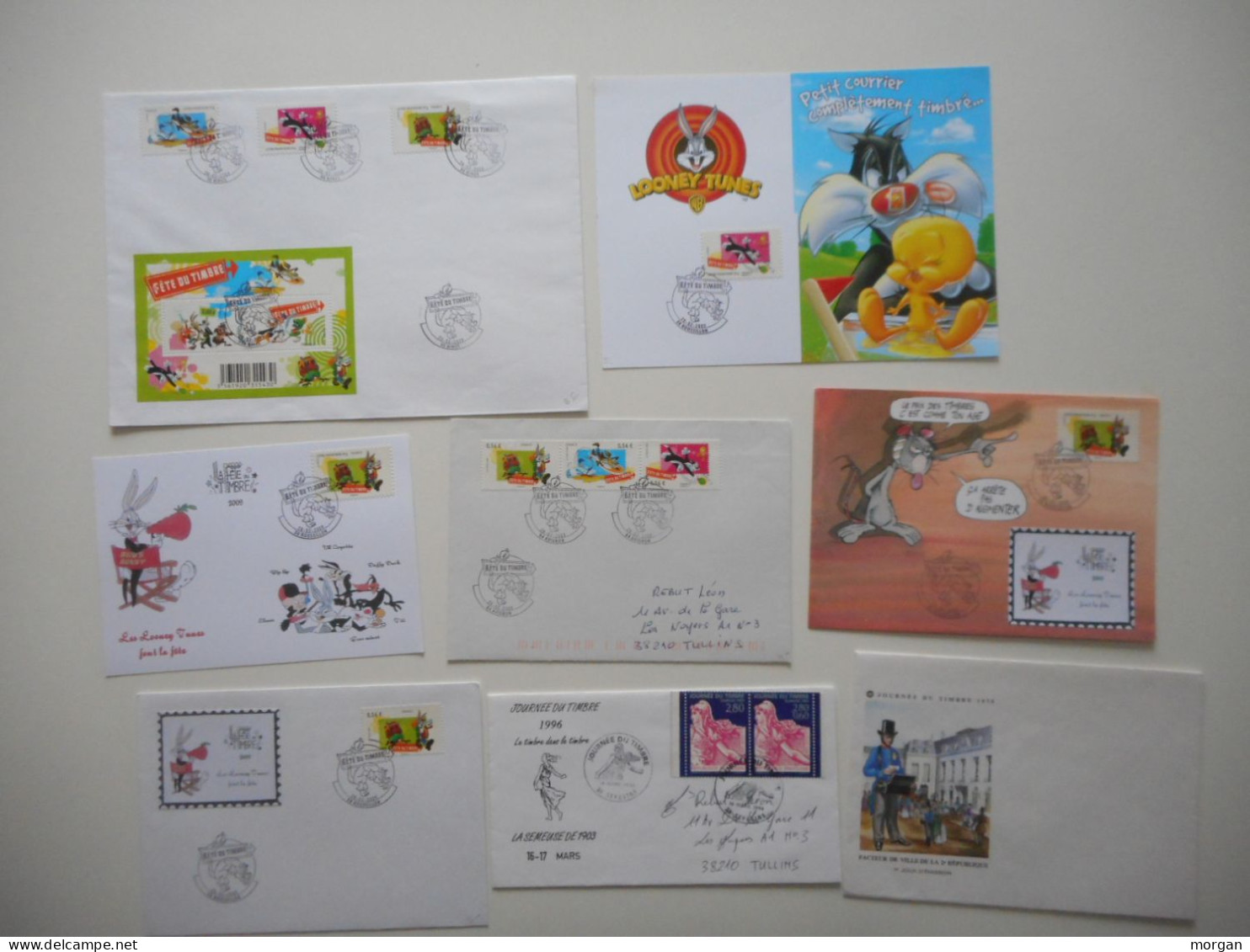 FRANCE, SUPERBE LOT D'ENVELOPPES FETE DU TIMBRE FDC BANDES ET TIMBRES, DOCUMENTS PHILATELIQUES, TOUS LES SCANS