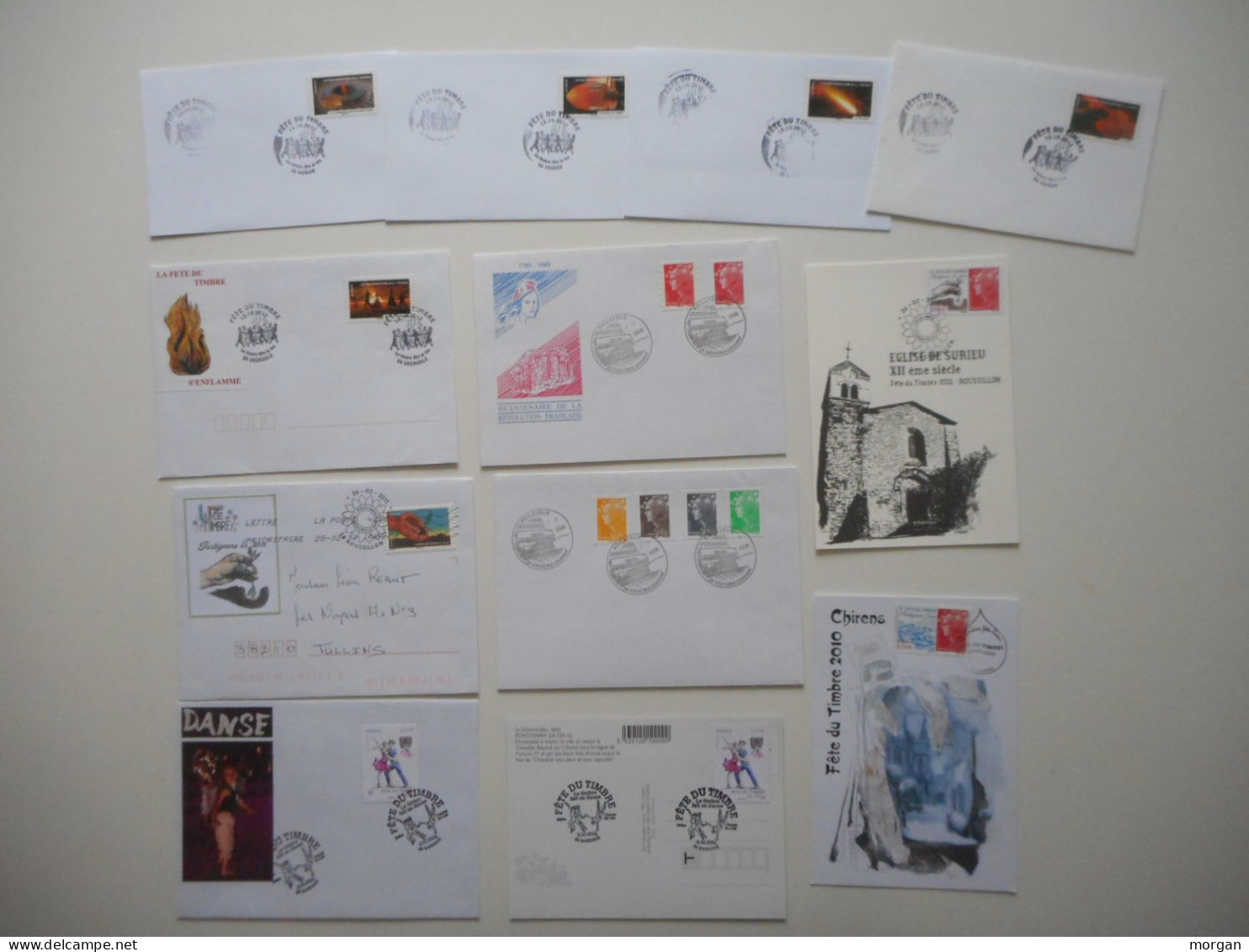 FRANCE, SUPERBE LOT D'ENVELOPPES FETE DU TIMBRE FDC BANDES ET TIMBRES, DOCUMENTS PHILATELIQUES, TOUS LES SCANS