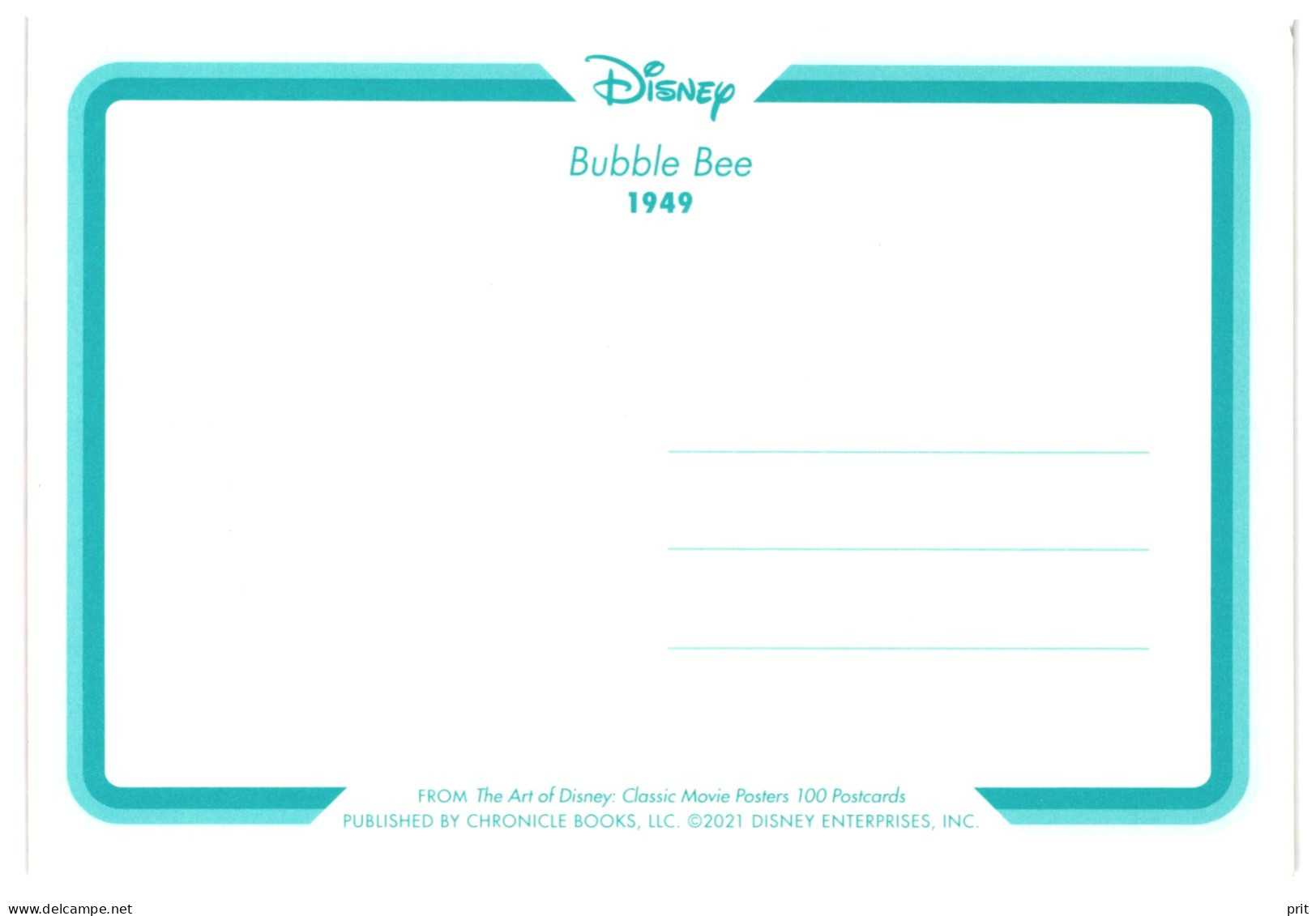 Pluto Bubble Bee Walt Disney 2021 Unused Postcard. Publisher Chronicle Books, Disney Enterprises - Disneyworld