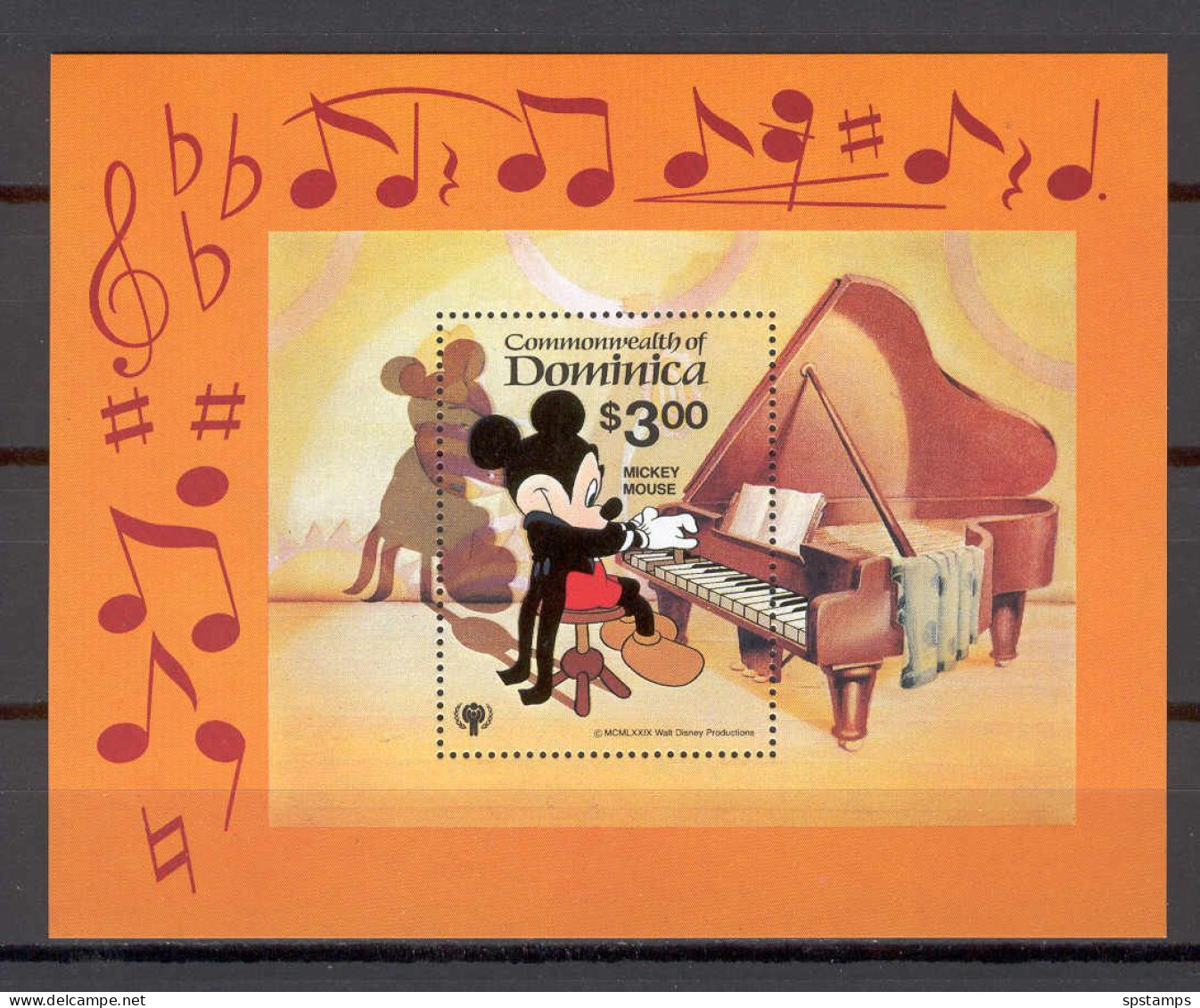 Disney Dominica 1979 Mickey Mouse - Piano MS MNH - Disney