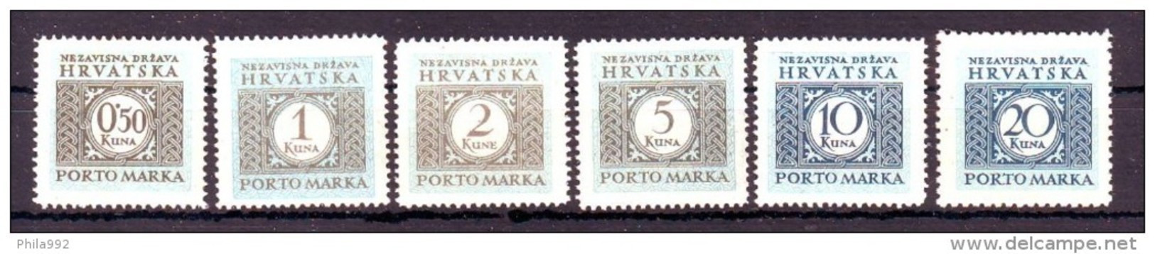 Croatia NDH 1942 Y Porto Stamps Mi No 11-16 MNH - Croatie