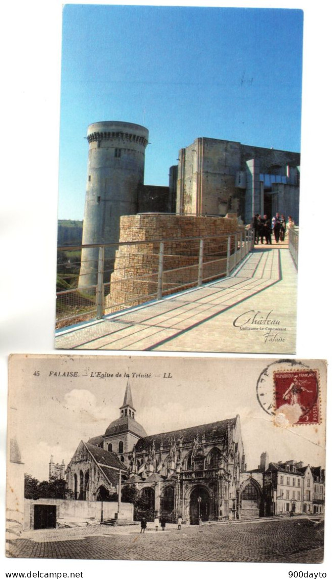 Lot De 2 CP. FALAISE. Château De Guillaume Le Conquérant; L'Eglise De La Trinité. - Falaise