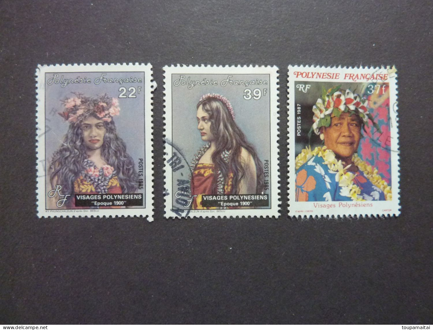 POLYNESIE FRANCAISE, Années 1985-87, VISAGES POLYNESIENS , YT N° 230 Et 231 + 274, Oblitérés - Used Stamps