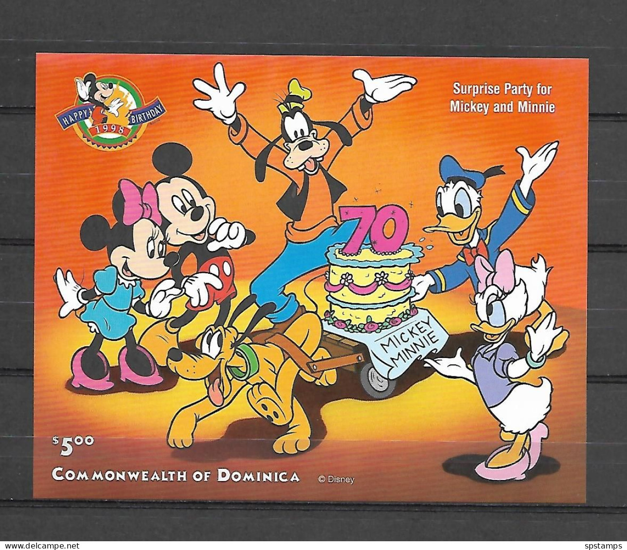 Disney Dominica 1998 Surprise Party For Mickey And Minnie MS MNH - Disney