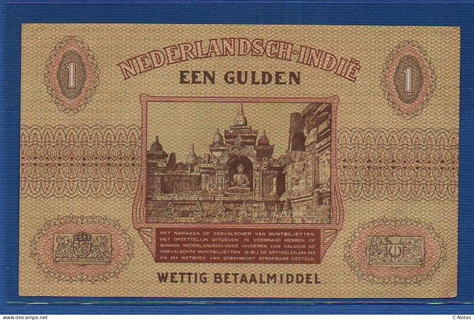 NETHERLANDS INDIES  - P.108 – 1 Gulden 1940  AUNC, S/n AA003515 - Indes Neerlandesas