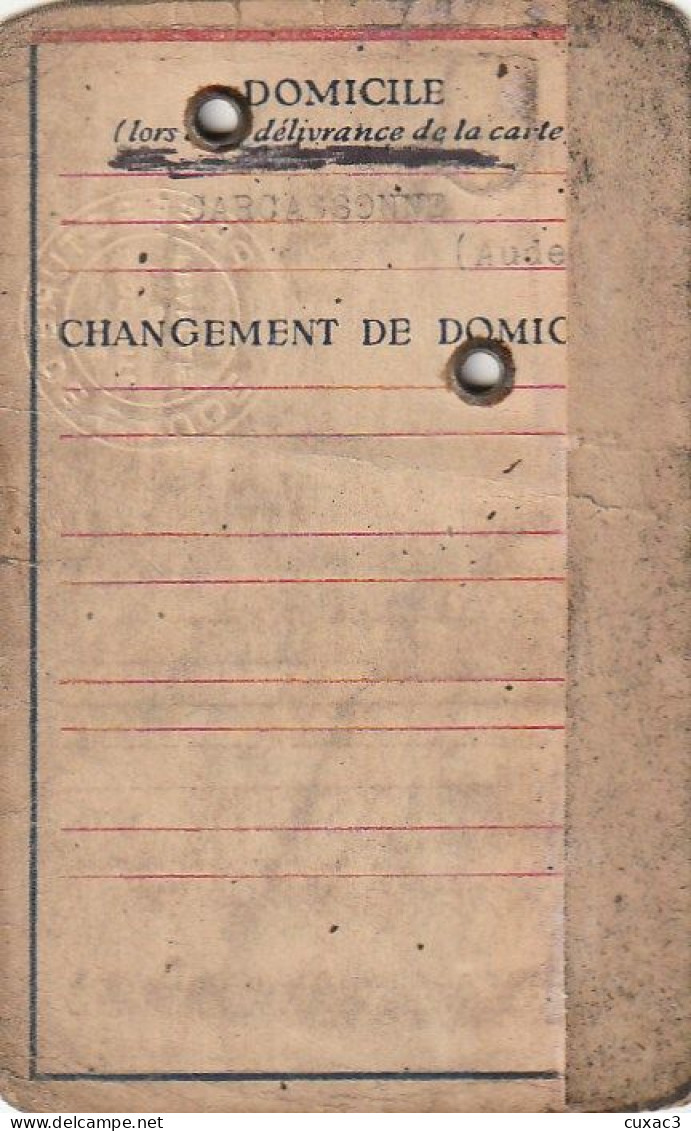 Carte D'identité - Janvier 1945 Carcassonne - Other & Unclassified