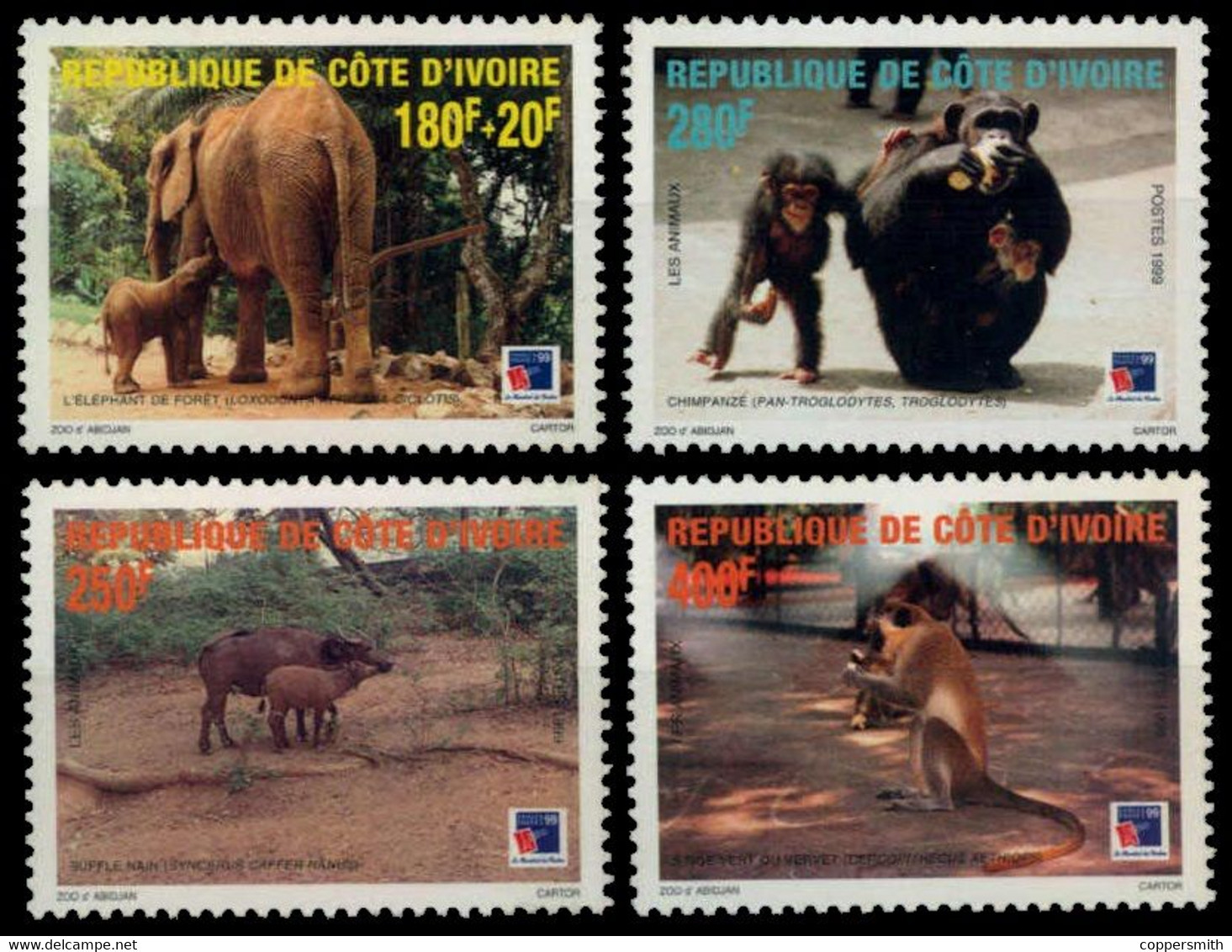 (082) Ivory Coast / Cote Ivoire / Elfenbeinküste  Animals / Animaux / Tiere / Dieren / Philexfrance ** / Mnh  Mi 1211-14 - Côte D'Ivoire (1960-...)