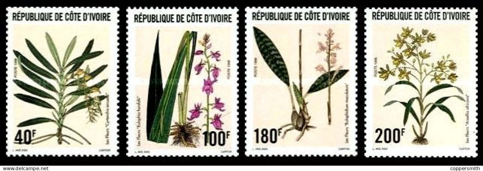 (091) Ivory Coast / Cote Ivoire Flora / Plants / Orchids / Orchideen  Mnh / **  Michel 1157-1160 - Côte D'Ivoire (1960-...)