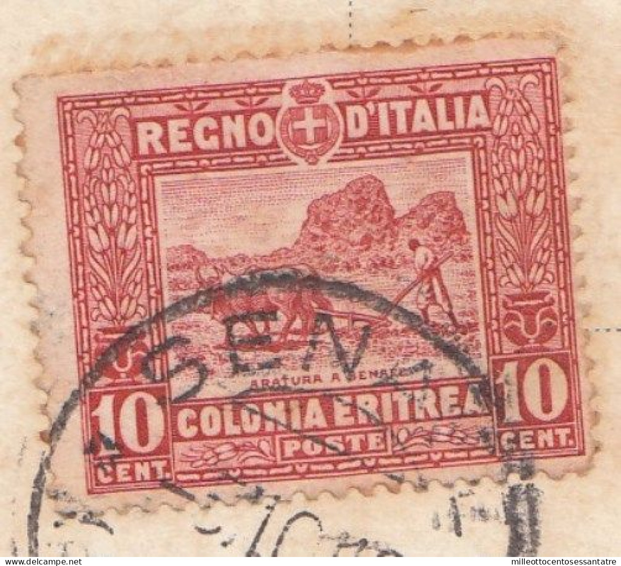 CO771 - ERITREA - Cartolina Fotografica Del 1918 Da Senafe A Roma Con Cent 10 Rosso- Soggetti Africani - - Erythrée