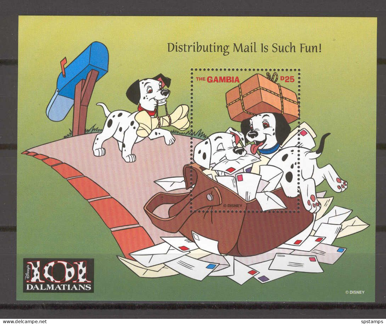 Disney Gambia 1997 101 Dalmatians - Distributing Mail In Suich Fun MS MNH - Disney