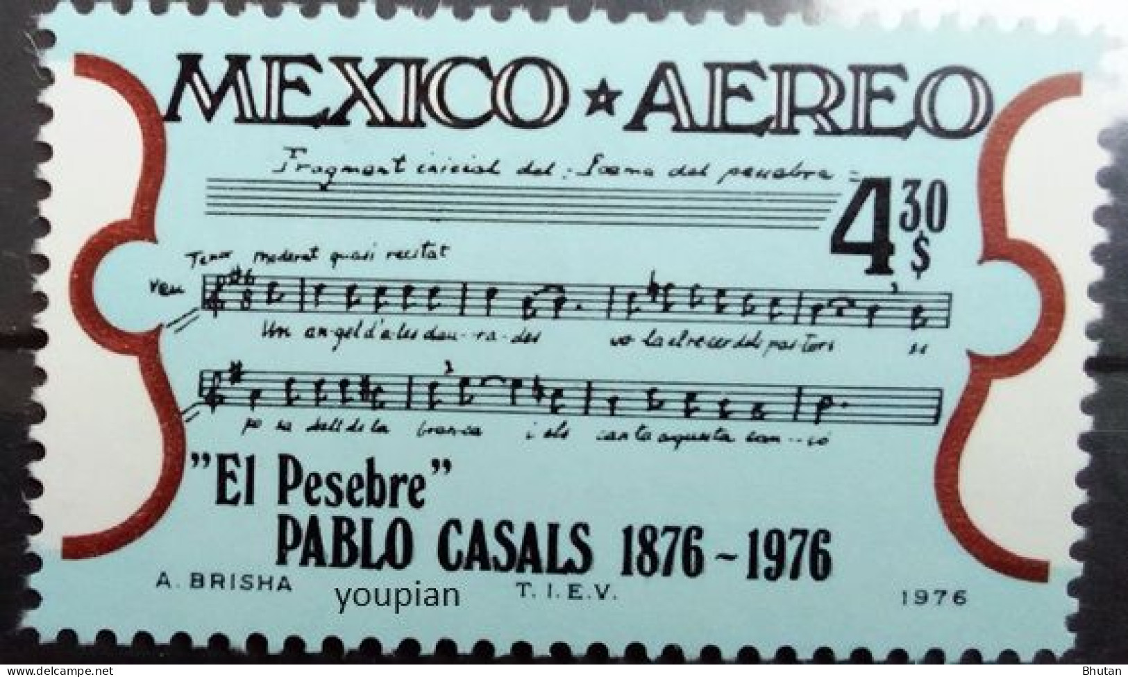 Mexico 1976, 100th Birth Anniversary Of Pablo Casals, MNH Single Stamp - Messico