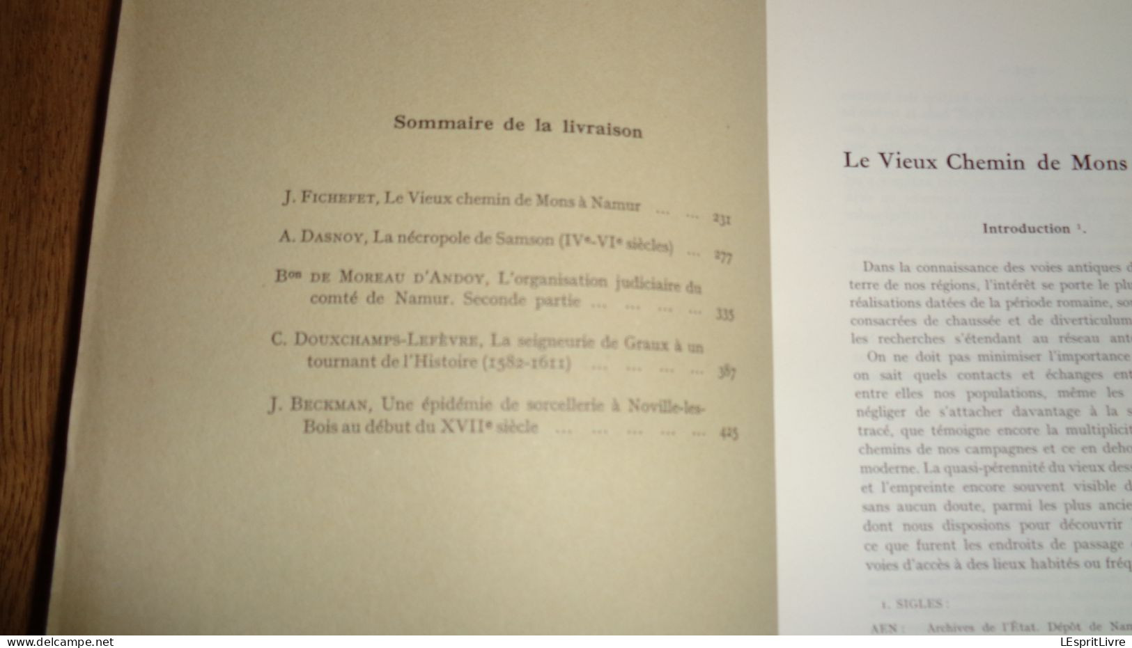 LA SORCELLERIE DANS LE COMTE DE NAMUR Au Début De L'Epoque Moderne Régionalisme Namurois Procès Sorcière - Belgien