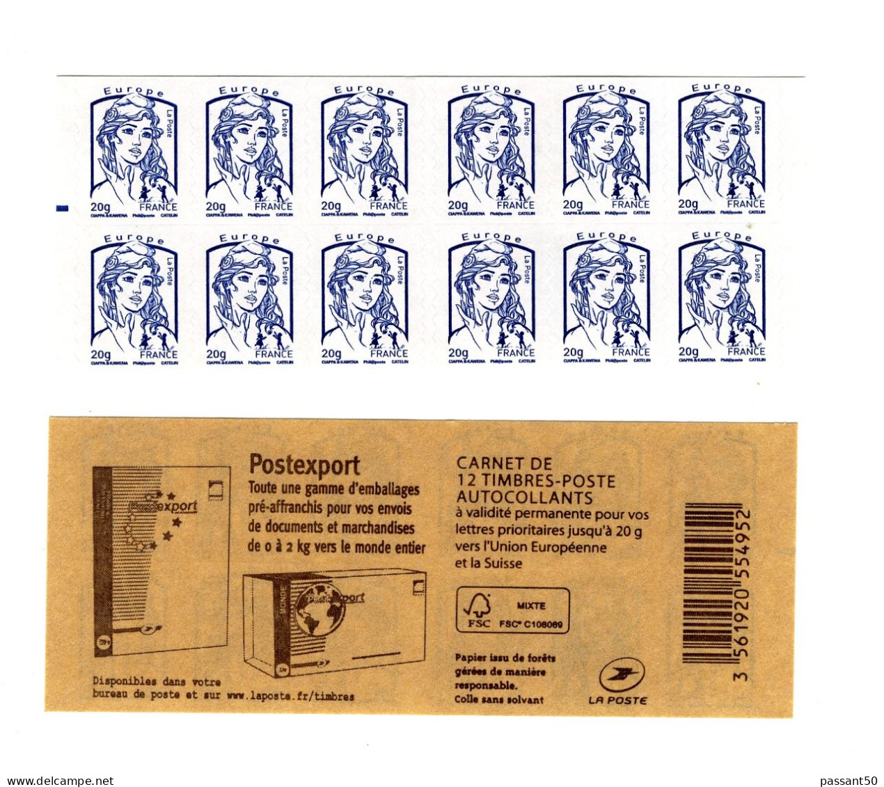 Carnet Ciappa "Postexport" YT 852-C1 Et Repère électronique Bleu Gauche. Rare, Voir Le Scan. Cote >> 40 €. SOUS FACIALE - Cuadernillos