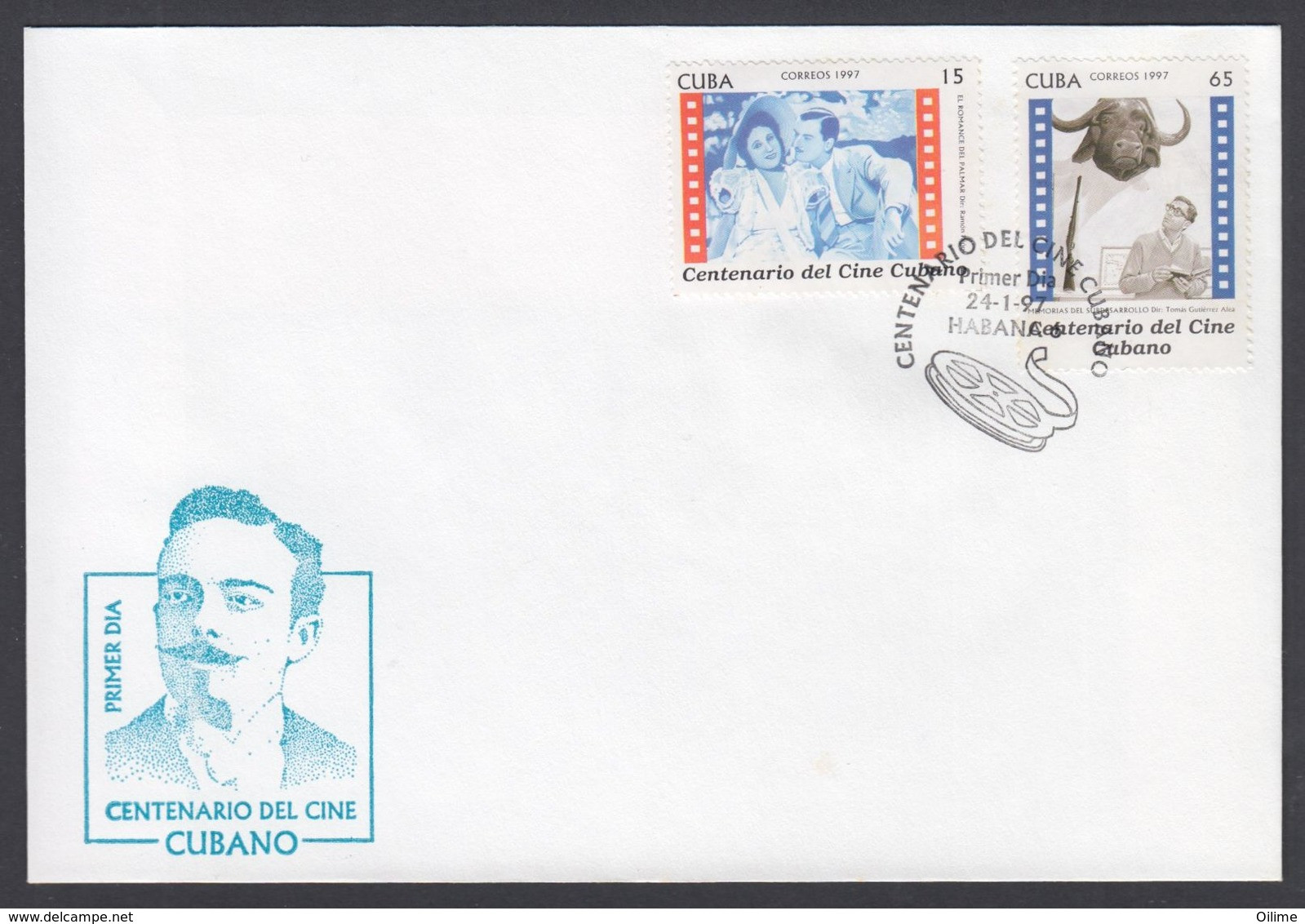 FDC CUBA 1997. CENTENARIO DEL CINE CUBANO . EDIFIL 4150/51 - FDC