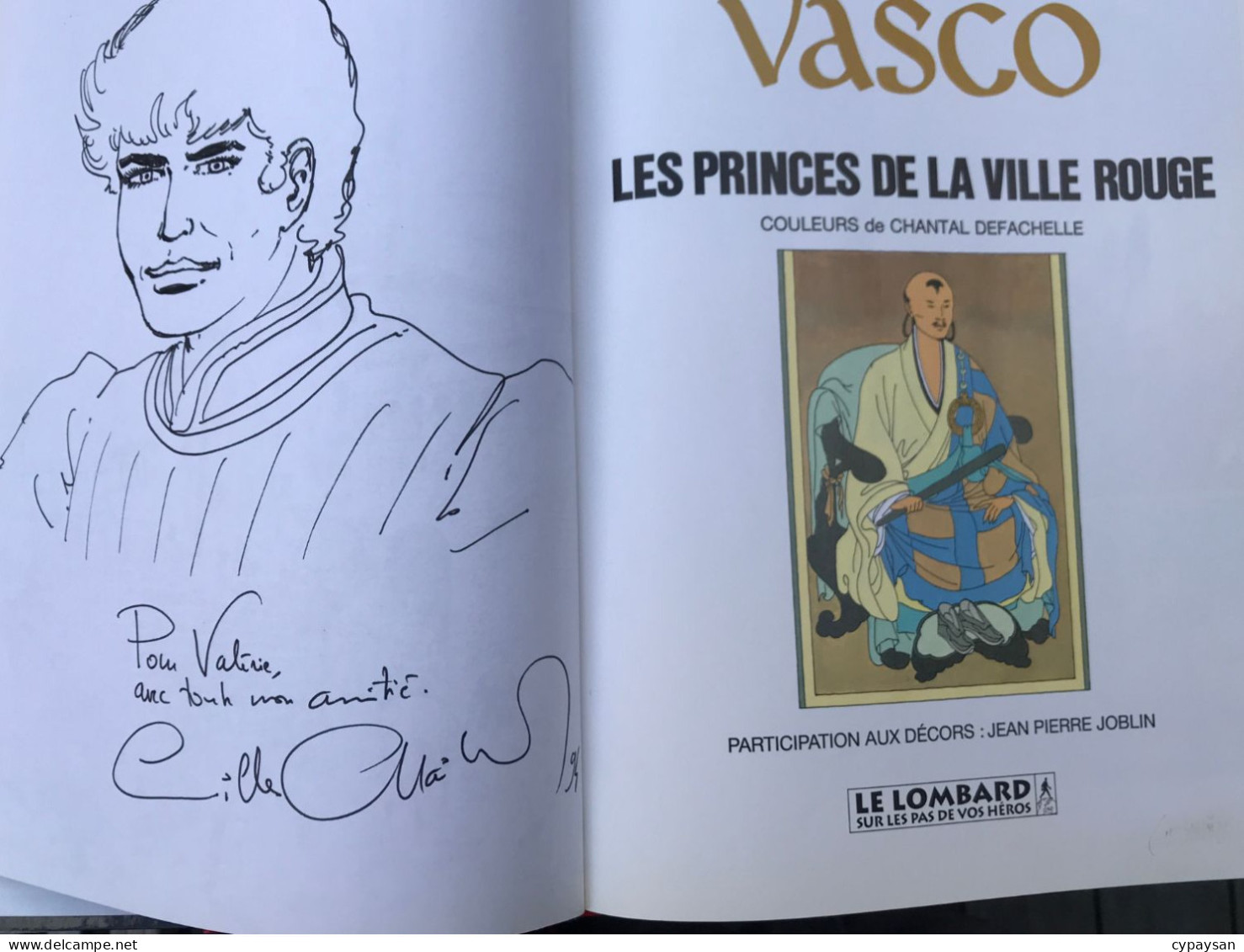 Vasco 12  Les Princes De La Ville Rouge EO DEDICACE BE Lombard 12/1993 Chaillet (BI2) - Opdrachten
