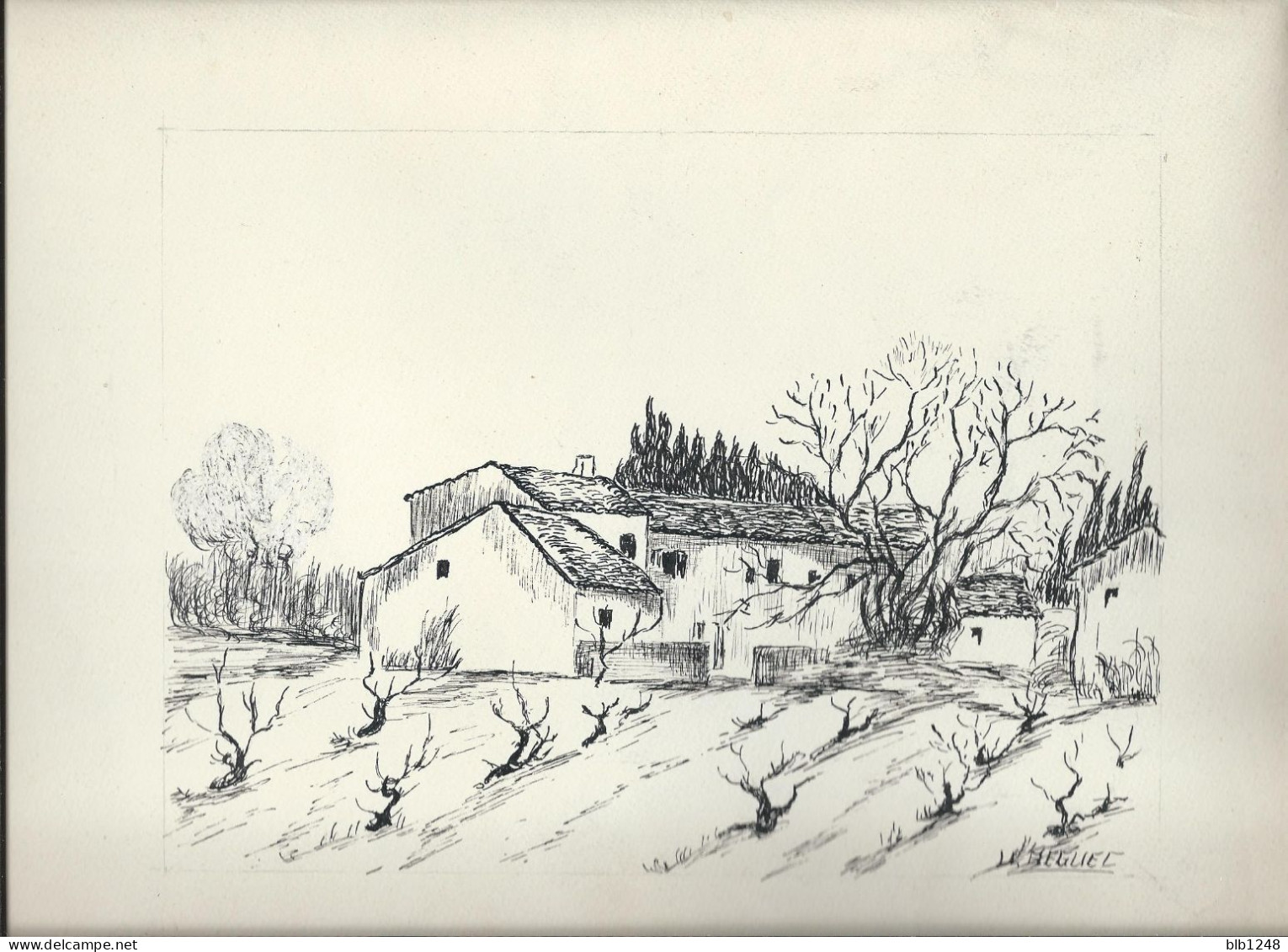 Art & Antiquités > Tableaux Mas En Provence Veritable Dessin  Encre Original   De Bernard Le Beguec - Disegni