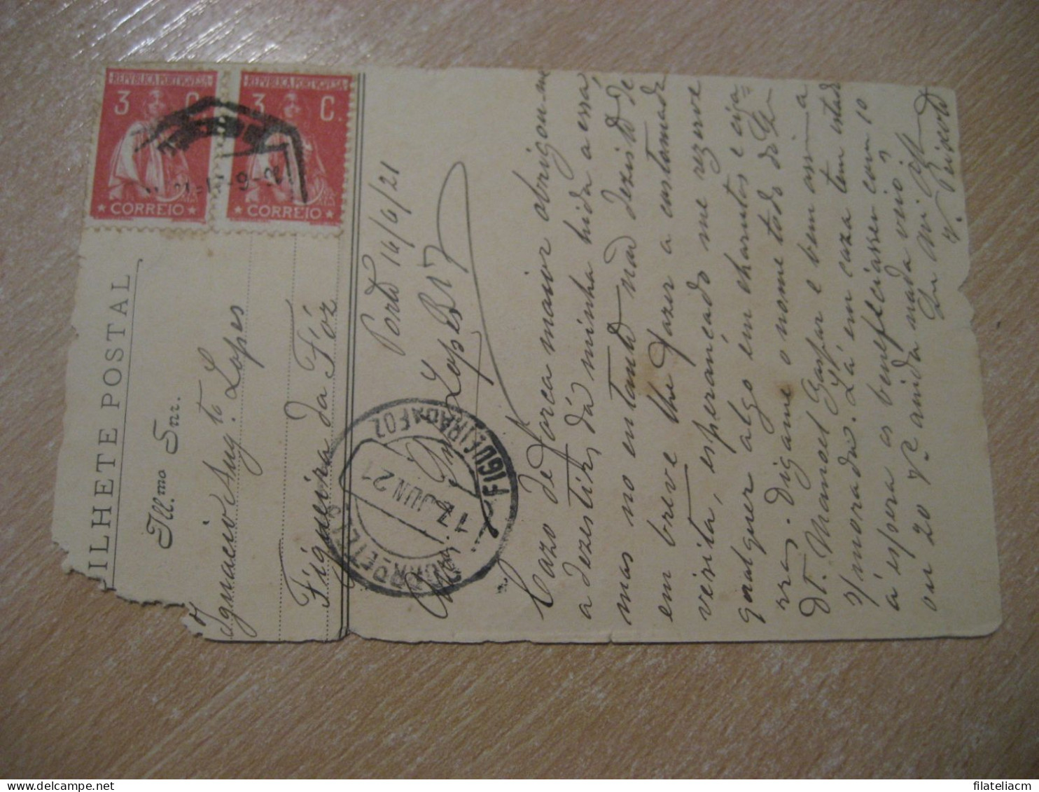 COINTREAU Licor PORTO 1921 To Figueira Da Foz Damaged Bilhete Postal Postcard PORTUGAL - Advertising