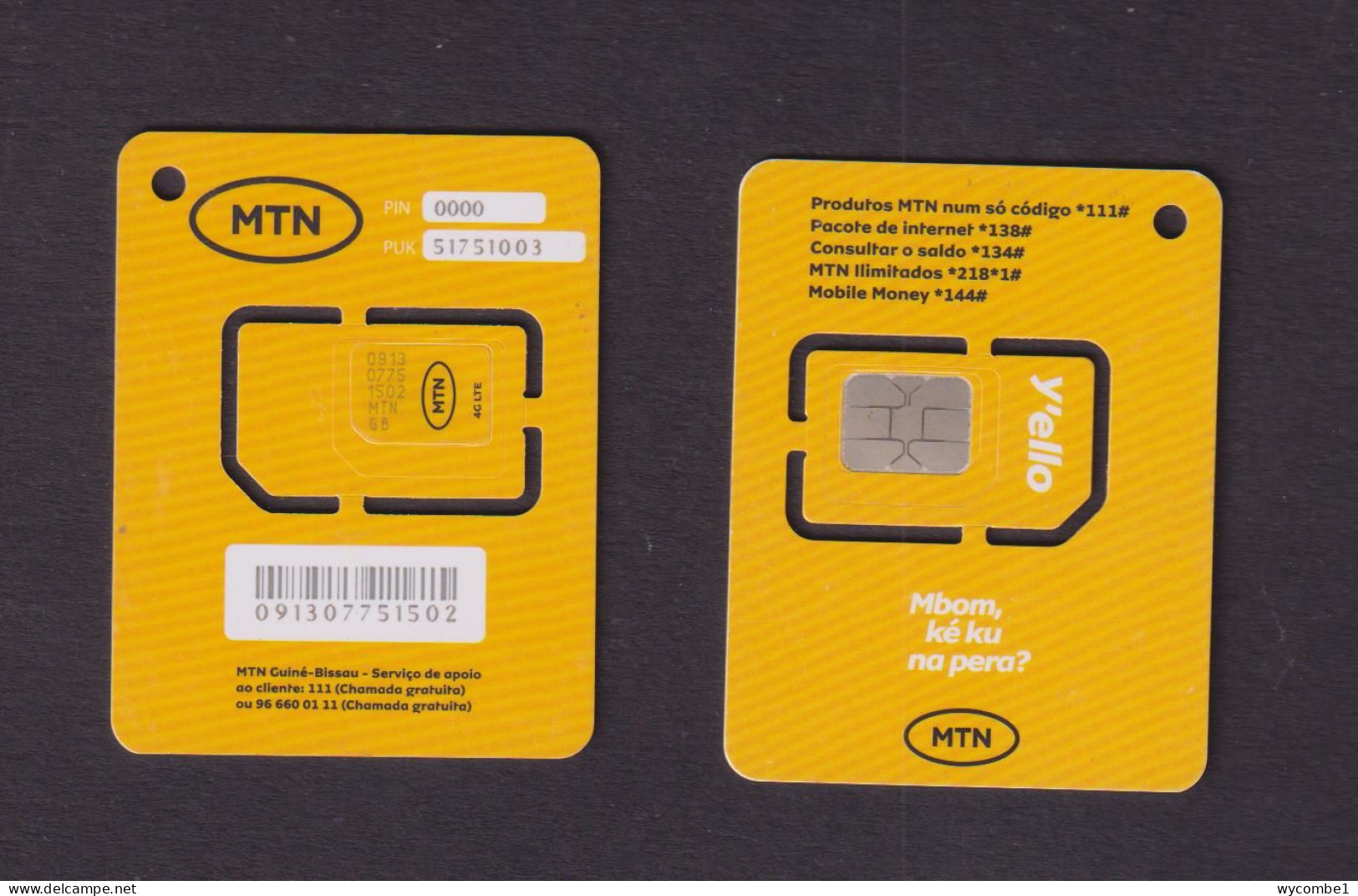 GUINEA BISSAU - MTN Y'ello Unused Chip SIM Phonecard - Guinea – Bissau