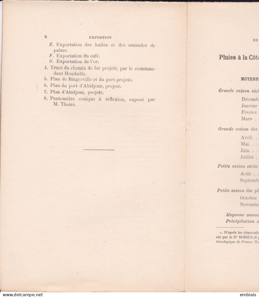 CÔTE D'IVOIRE Exposition Universelle 1900 Les Colonies Françaises La Côte D'Ivoire CATALOGUE RAISONNÉ Par Pierre Mille - 1801-1900