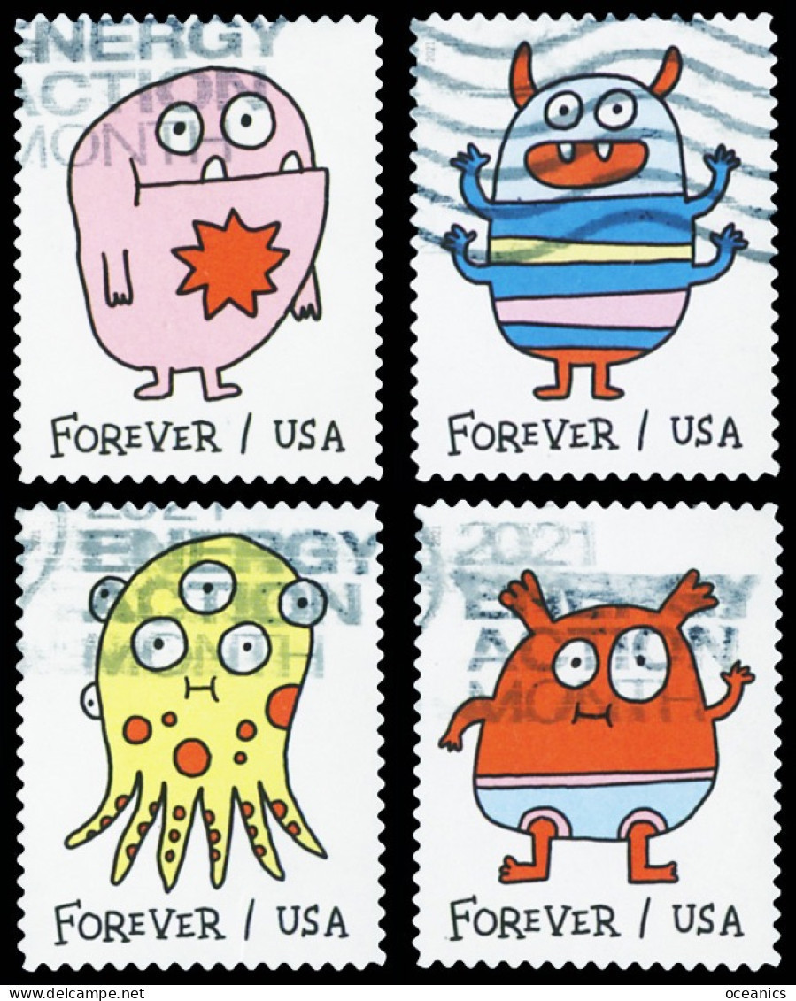 Etats-Unis / United States (Scott No.5636-39 - Message Monsters) (o) SET OF 4 - Gebruikt