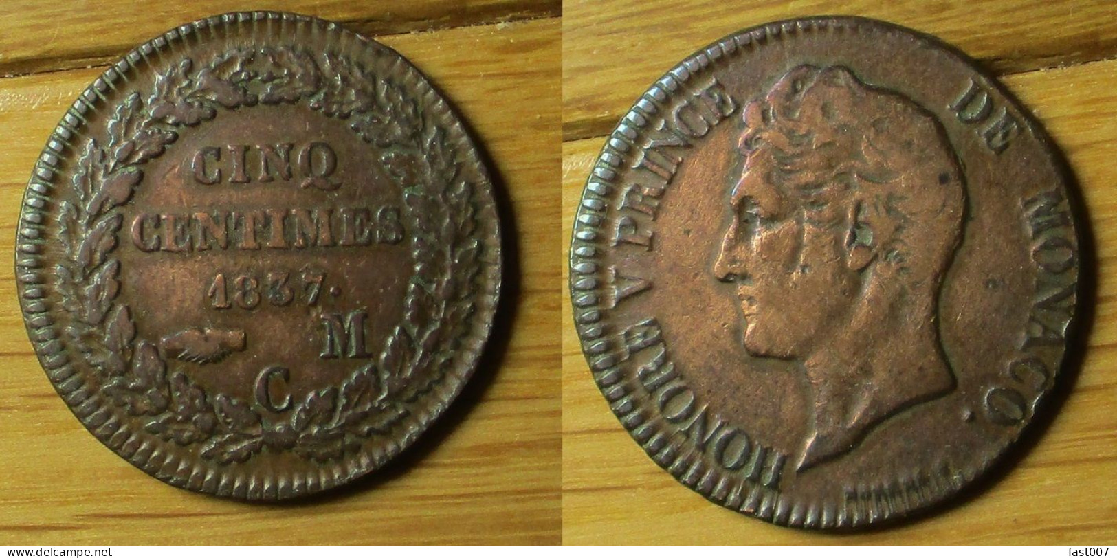 Monaco - 5 Centimes 1837 MC - Charles III.