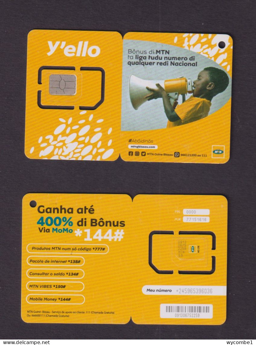 GUINEA BISSAU - MTN Y'ello Boy With Megaphone Unused Chip SIM Phonecard - Guinée-Bissau