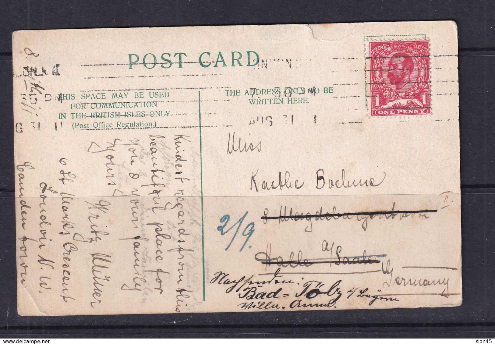 Great Britain 1911 London Waterloo Bridge Postal Card To Germany 16098 - Covers & Documents