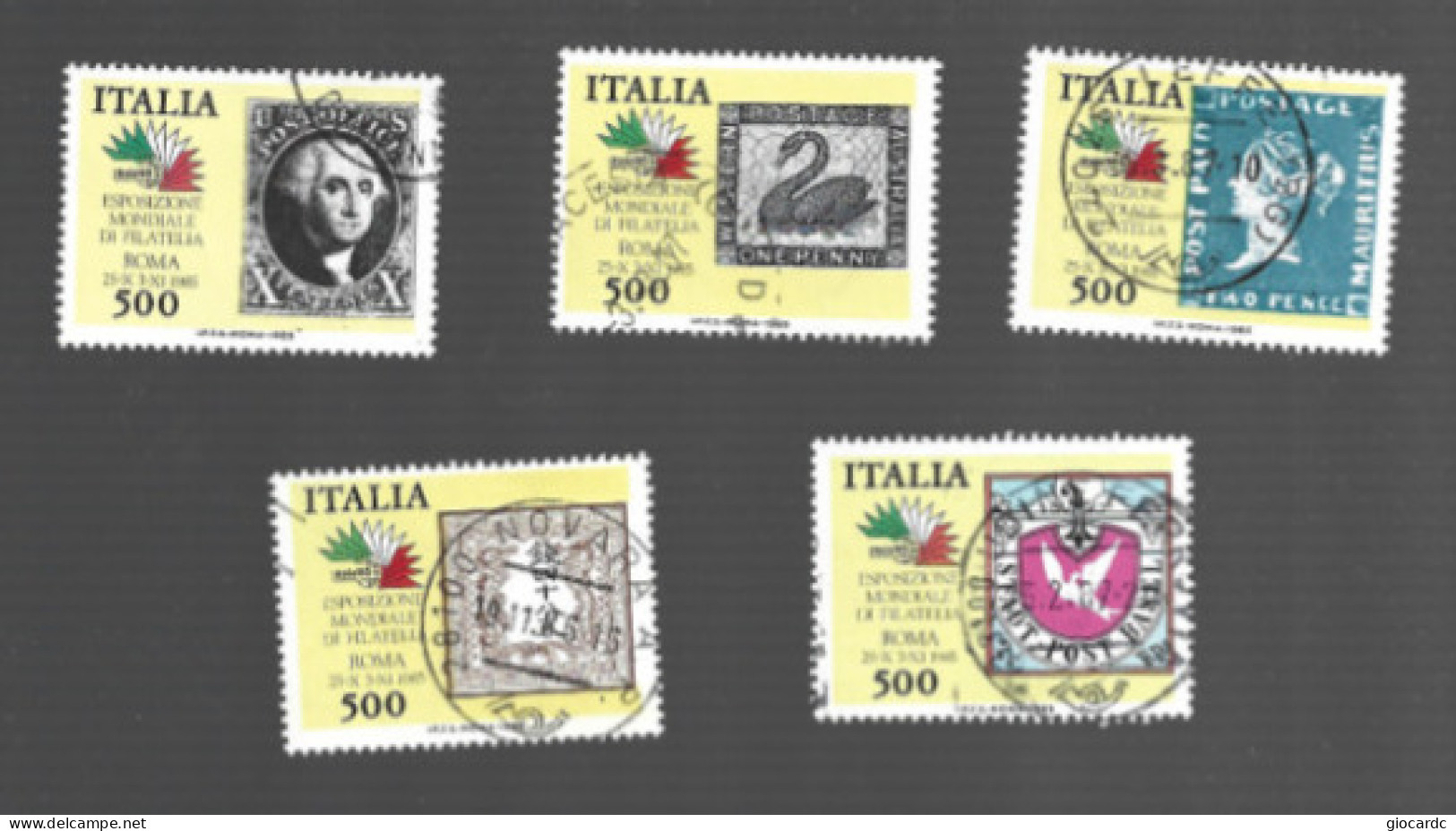 ITALIA   - SA 1746.1750   -  1985  ITALIA 85, I 5 CONTINENTI (COMPLET SET OF 5) -   USATO  - RIF. 30837.38.39.40.41 - 1981-90: Afgestempeld