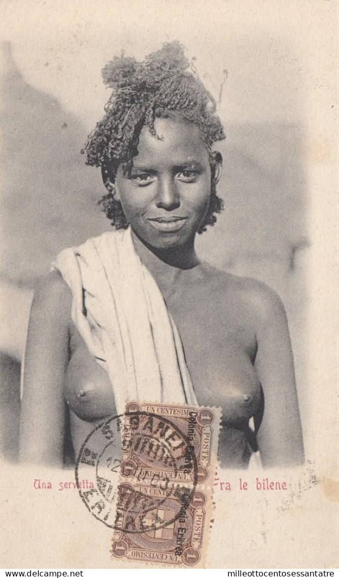 CO773 - ERITREA - Cartolina Fotografica Del 1903 Da SAGANEITI Con Coppia Cent 1 Bruno - Floreale - Al Fronte - Erythrée