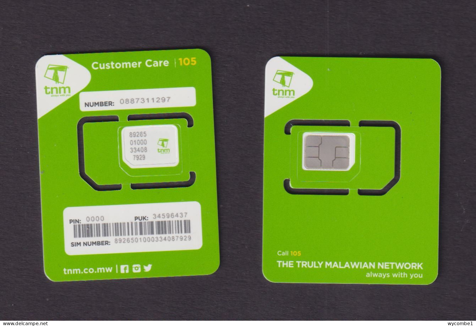 MALAWI - TNM Unused Chip SIM Phonecard - Malawi