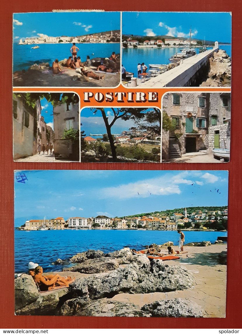 Ex-Yugoslavia-Lot 2Pcs-Vintage Postcards-POSTIRE-Village In Brač-Croatia-Hrvatska-used With Stamp 1978-1979 - Joegoslavië
