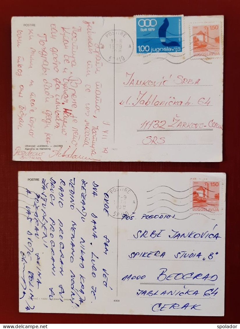 Ex-Yugoslavia-Lot 2Pcs-Vintage Postcards-POSTIRE-Village In Brač-Croatia-Hrvatska-used With Stamp 1978-1979 - Yougoslavie