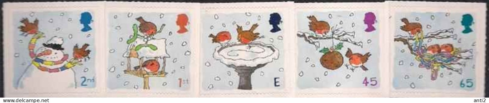 Great Britain  2001 Christmas - Birds - Snow Man -  Mi 1966-1970 MNH(**) - Unused Stamps