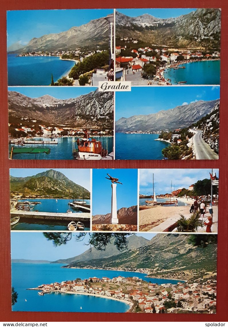 Ex-Yugoslavia-Lot 2Pcs-Vintage Postcards-GRADAC-Municipality In Croatia-Hrvatska-used With Stamp 1973 - Joegoslavië