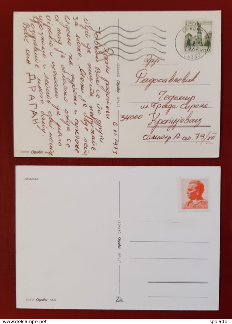 Ex-Yugoslavia-Lot 2Pcs-Vintage Postcards-GRADAC-Municipality In Croatia-Hrvatska-used With Stamp 1973 - Jugoslawien