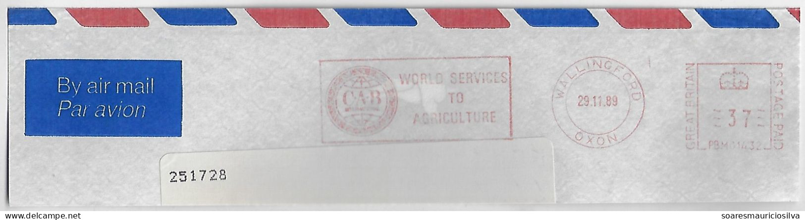 Great Britain 1989 Meter Stamp Pitney Bowes 5000 Slogan CAB International World Services To Agriculture Wallingford - Brieven En Documenten